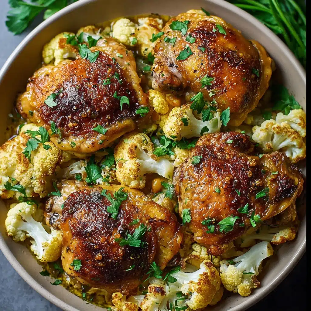 Stuffed Chicken Thighs and Cauliflower (One-Pan Meal) Recipe - Recipe Image