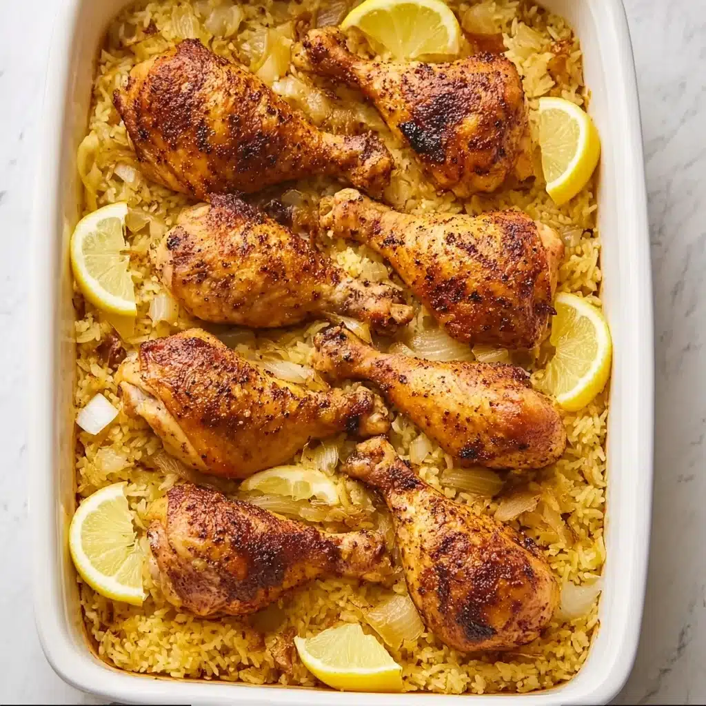 Baked Chicken Legs and Rice Recipe - Recipe Image