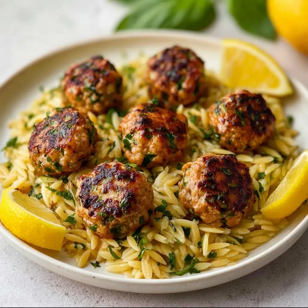Greek Chicken Meatballs with Lemon Orzo Recipe