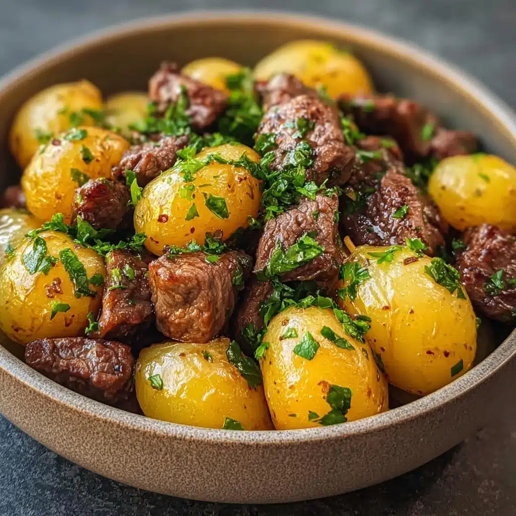 Garlic Butter Beef Bites & Potatoes make a perfect dinner Recipe