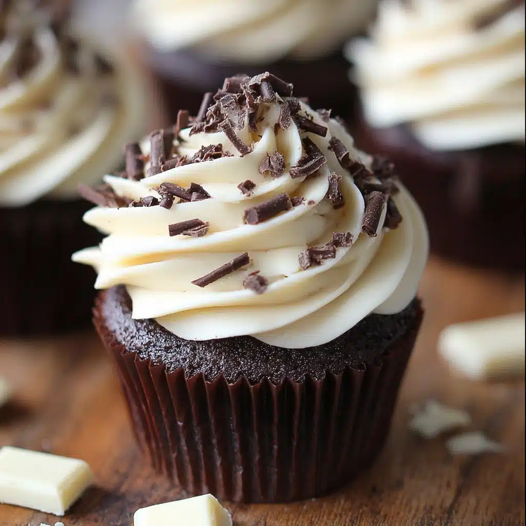 Dark Chocolate Cupcakes with White Chocolate Frosting Recipe - Recipe Image