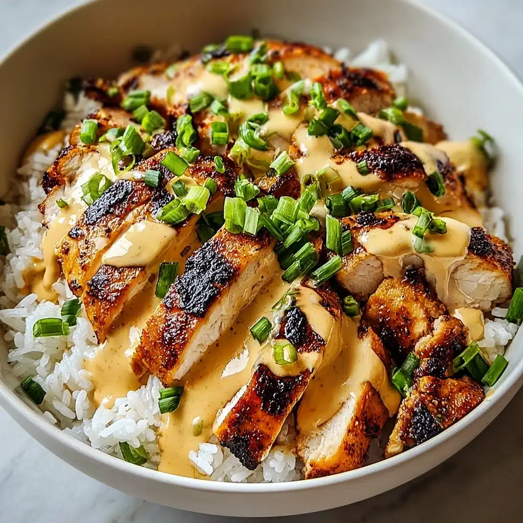 Easy Chicken & Rice Bowls with Creamy Garlic Sauce Recipe - Recipe Image