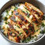 Easy Chicken & Rice Bowls with Creamy Garlic Sauce Recipe