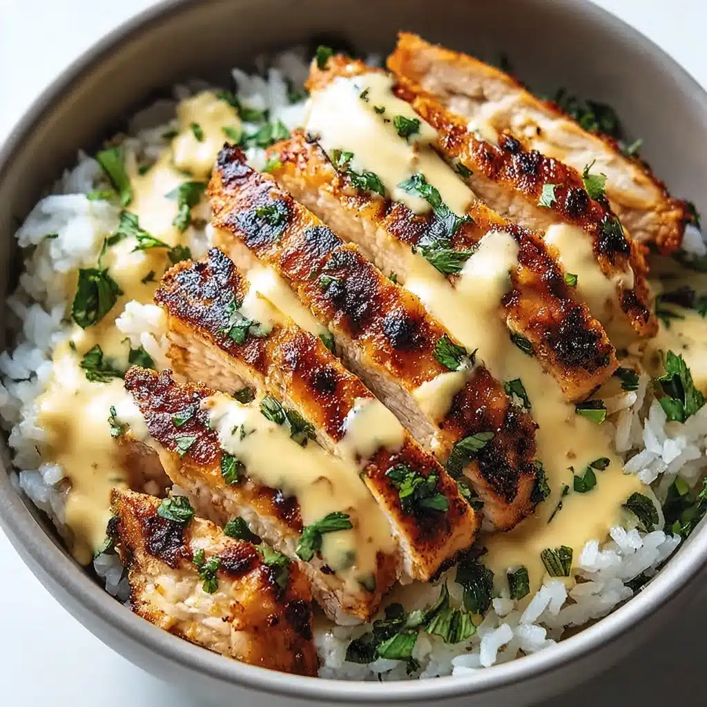 Easy Chicken & Rice Bowls with Creamy Garlic Sauce Recipe - Recipe Image