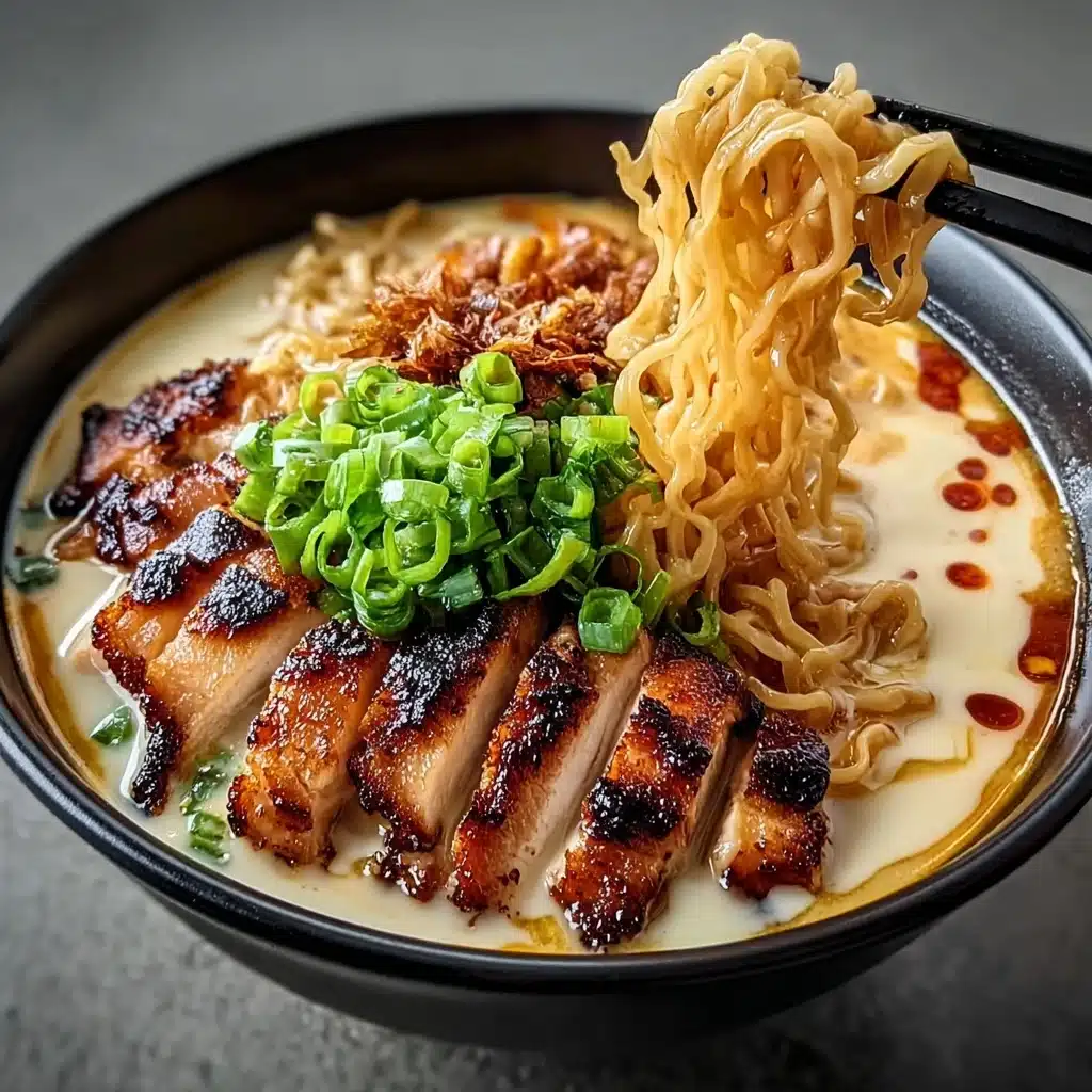 Fiery Chicken Ramen with Creamy Garlic Sauce Recipe