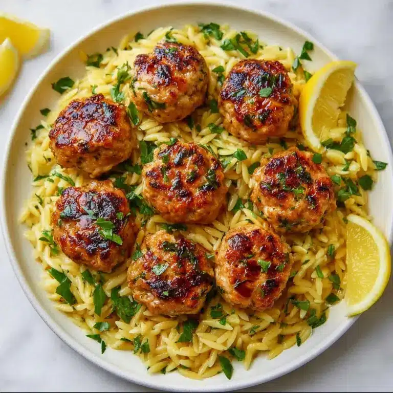 Greek Chicken Meatballs with Lemon Orzo Recipe