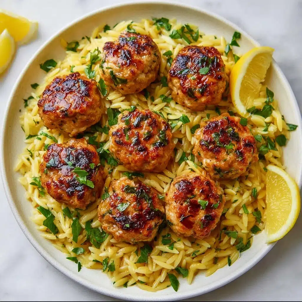 Greek Chicken Meatballs with Lemon Orzo Recipe