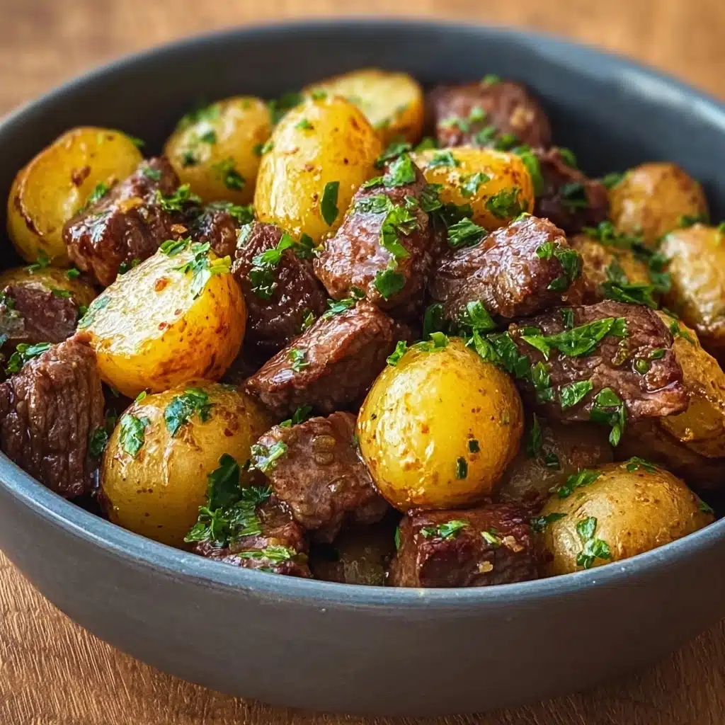 Garlic Butter Beef Bites & Potatoes make a perfect dinner Recipe - Recipe Image