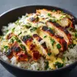 Easy Chicken & Rice Bowls with Creamy Garlic Sauce Recipe