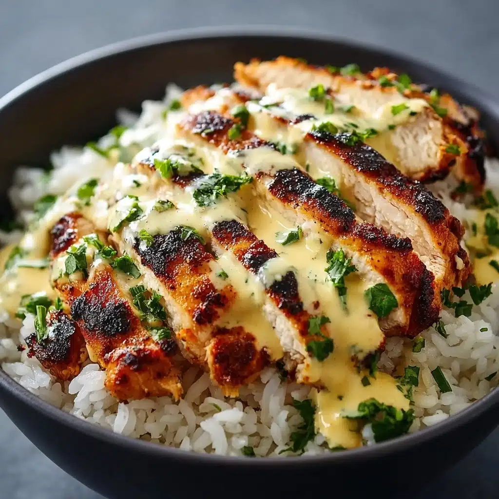 Easy Chicken & Rice Bowls with Creamy Garlic Sauce Recipe