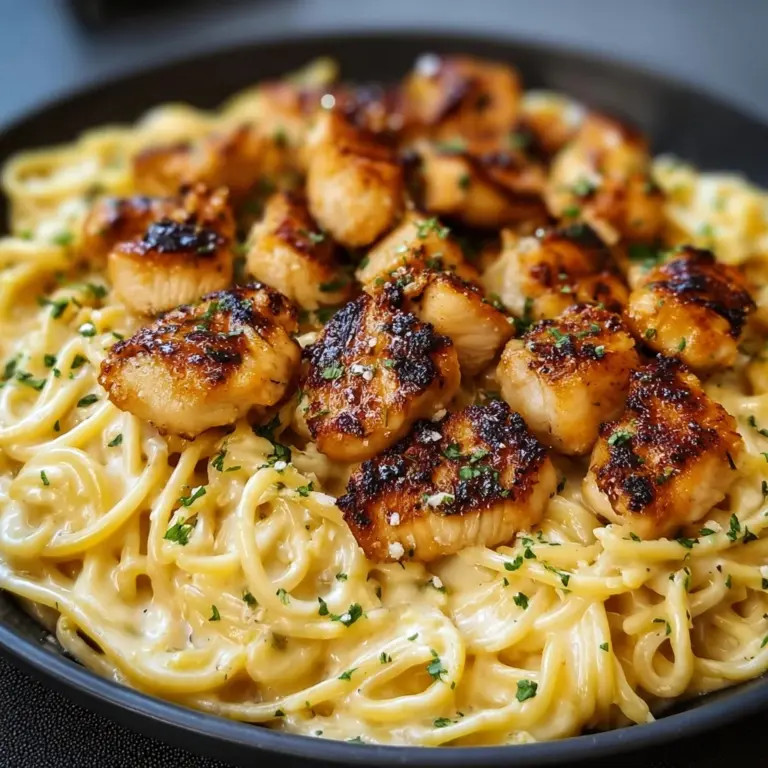 Garlic Butter Chicken Bites with Creamy Parmesan Pasta Recipe