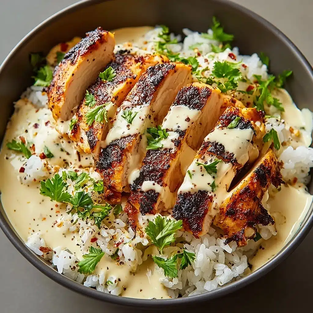 Easy Chicken & Rice Bowls with Creamy Garlic Sauce Recipe - Recipe Image