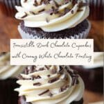 Dark Chocolate Cupcakes with White Chocolate Frosting Recipe