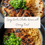 Fiery Chicken Ramen with Creamy Garlic Sauce Recipe