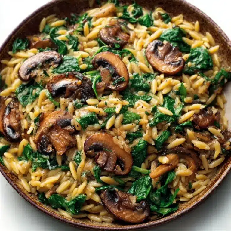Garlic Butter Orzo with Mushrooms and Spinach Recipe