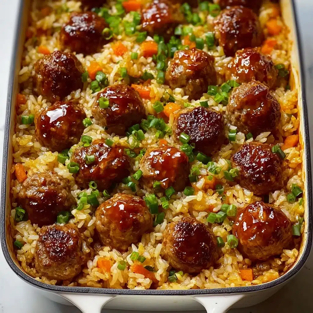 Honey Garlic Meatball Rice Bake Recipe - Recipe Image