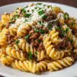 Beef and Rotini in Garlic Parmesan Sauce Recipe