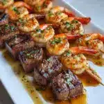 Grilled Steak and Shrimp Skewers with Garlic Butter delight Recipe