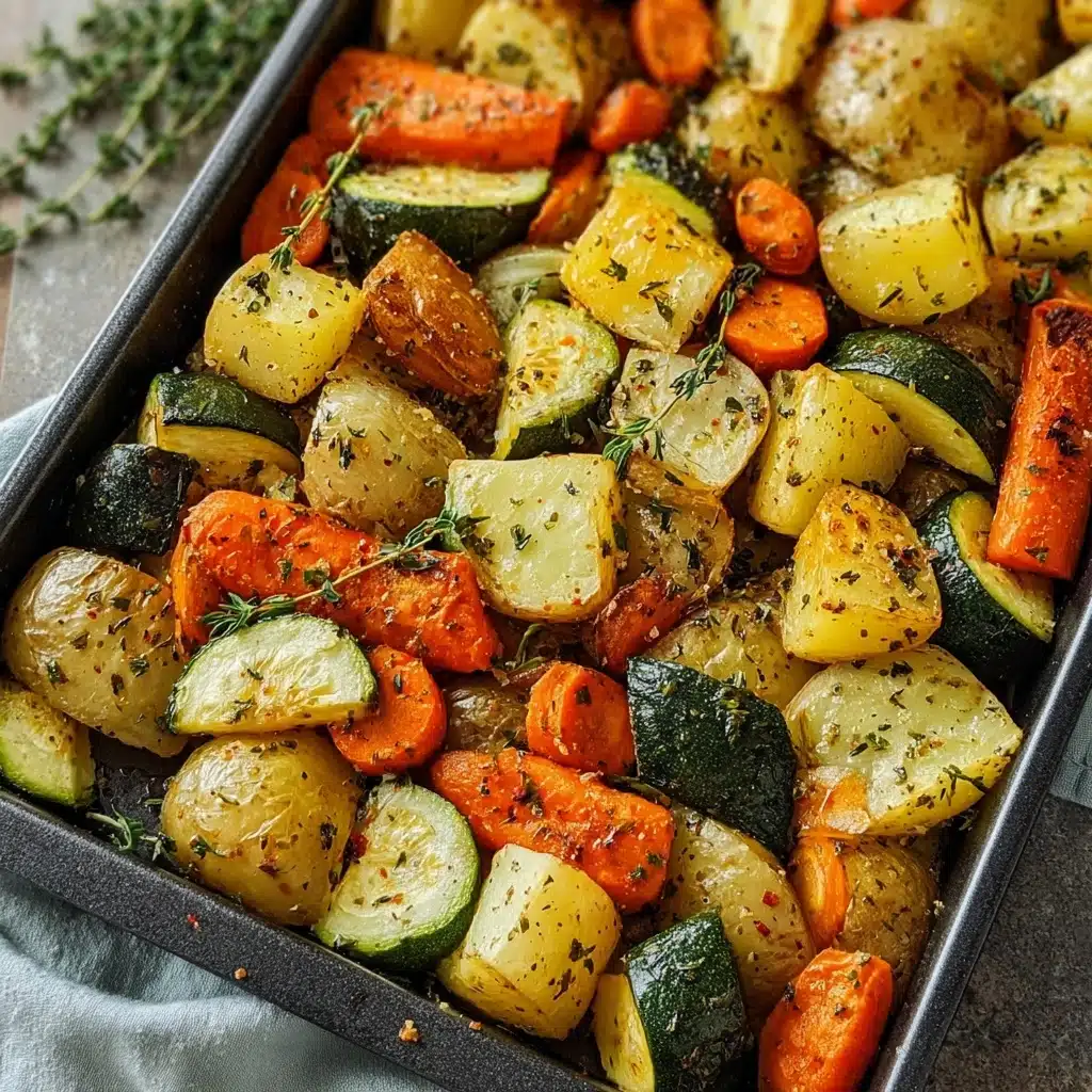 Garlic Herb Roasted Potatoes Carrots and Zucchini Recipe - Recipe Image