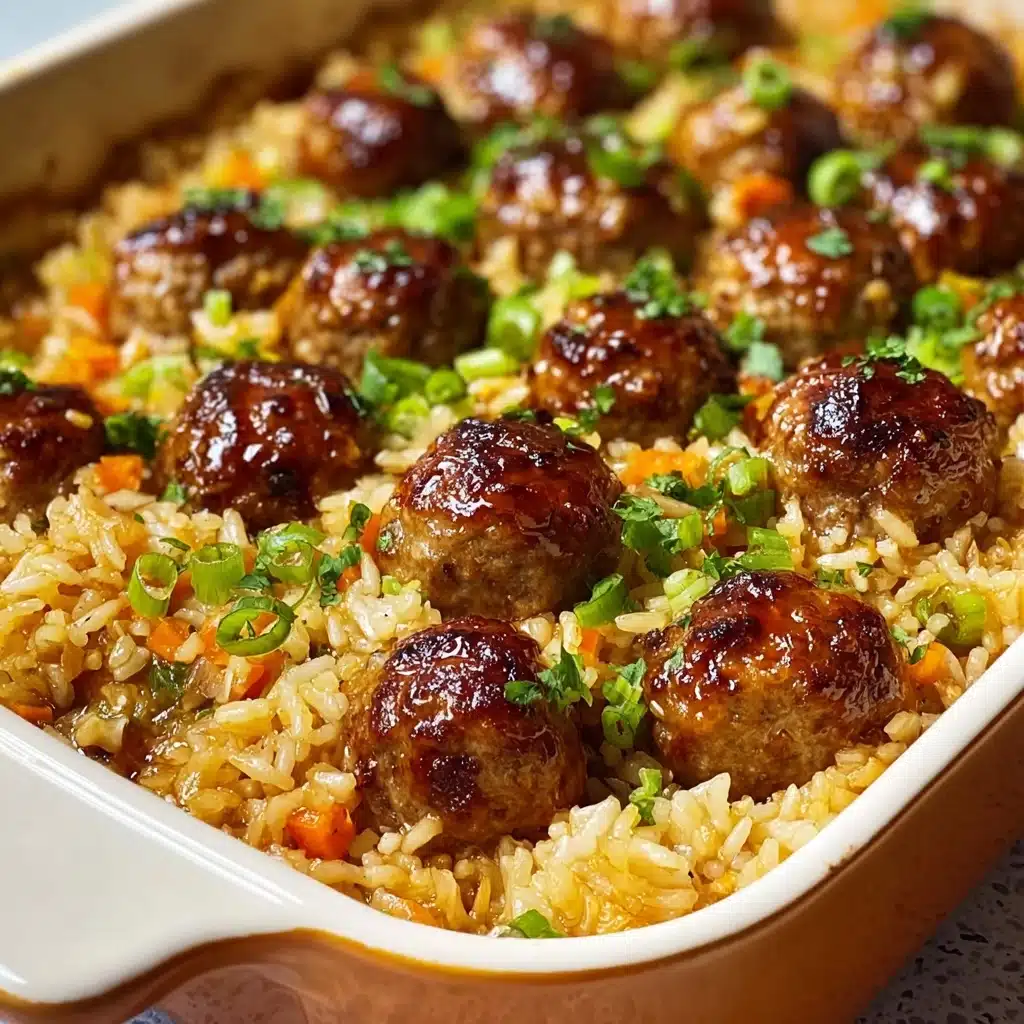 Honey Garlic Meatball Rice Bake Recipe - Recipe Image