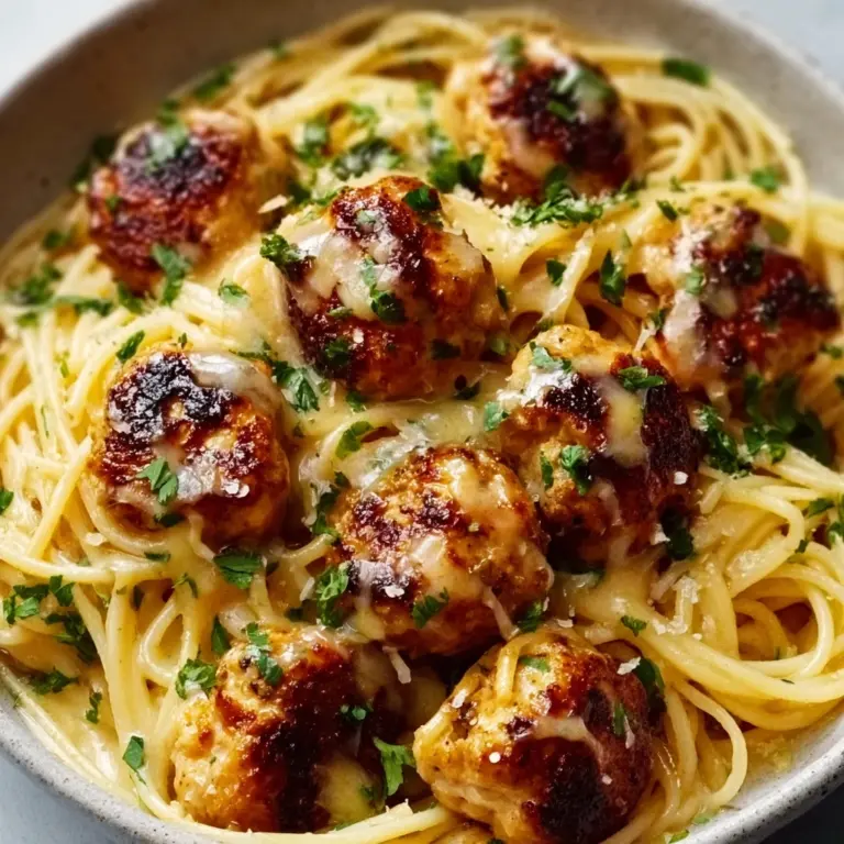 Plate the pasta and top with garlic butter chicken bites Recipe