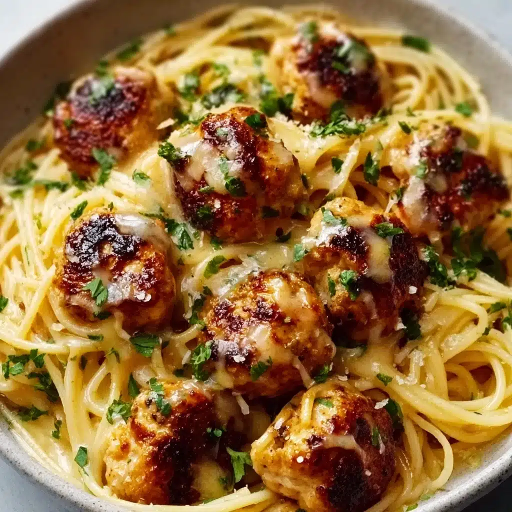 Plate the pasta and top with garlic butter chicken bites Recipe - Recipe Image
