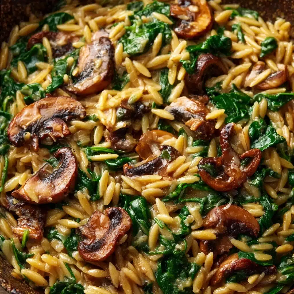 Garlic Butter Orzo with Mushrooms and Spinach Recipe - Recipe Image