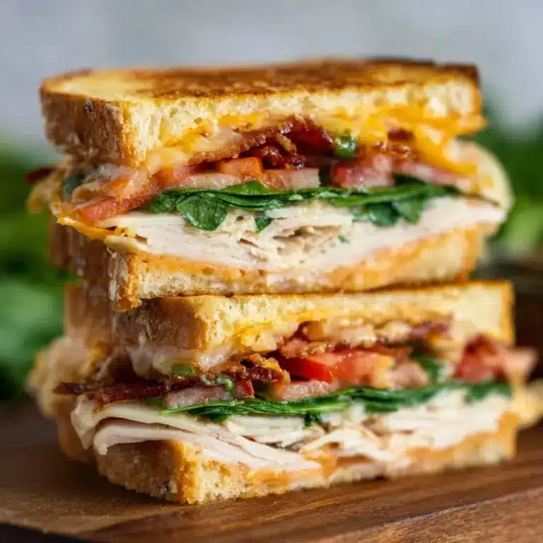 Turkey Melt with Cheddar, Spinach, and turkey Bacon Recipe