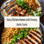 Fiery Chicken Ramen with Creamy Garlic Sauce Recipe