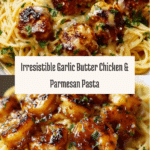 Plate the pasta and top with garlic butter chicken bites Recipe