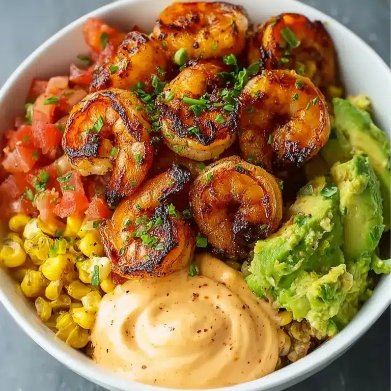 Grilled Shrimp Bowl with Avocado & Corn Salsa Recipe