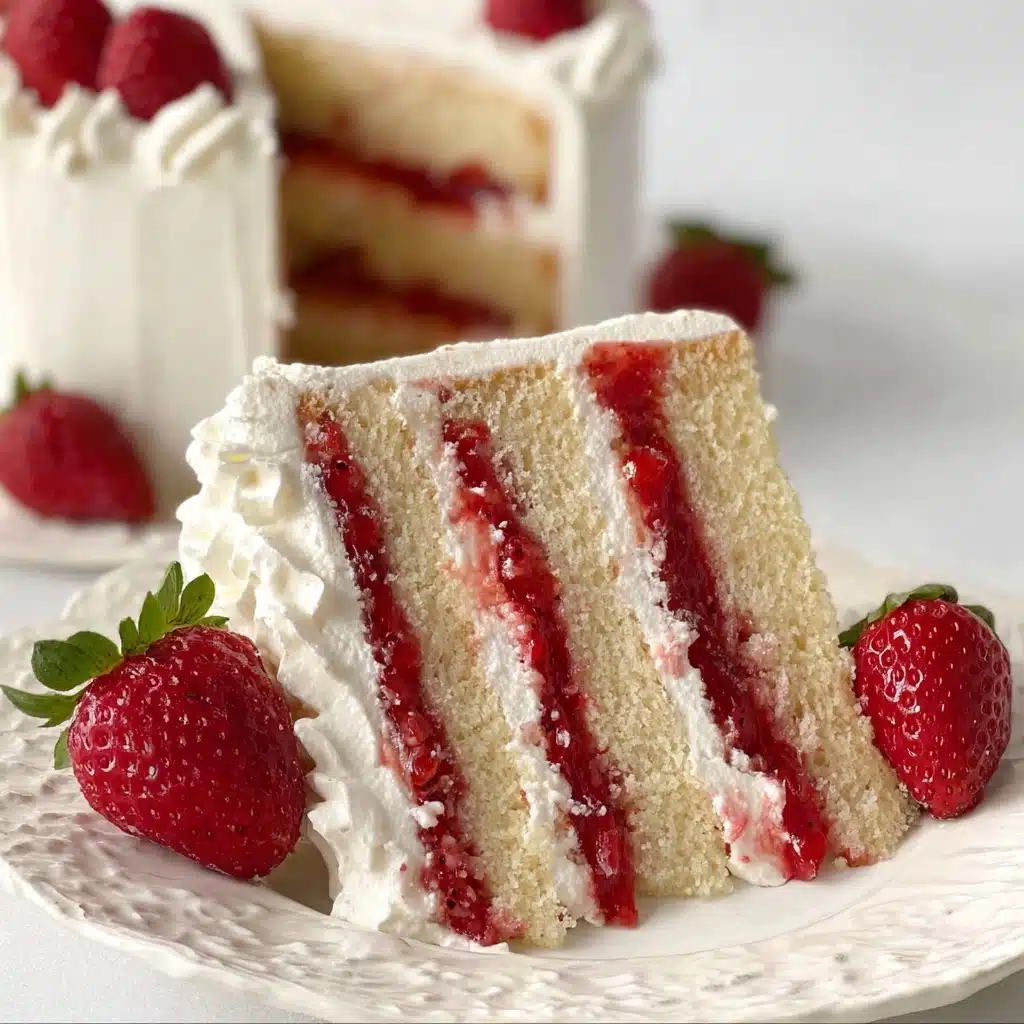 Moist Vanilla Cake with Strawberry Filling Recipe - Recipe Image