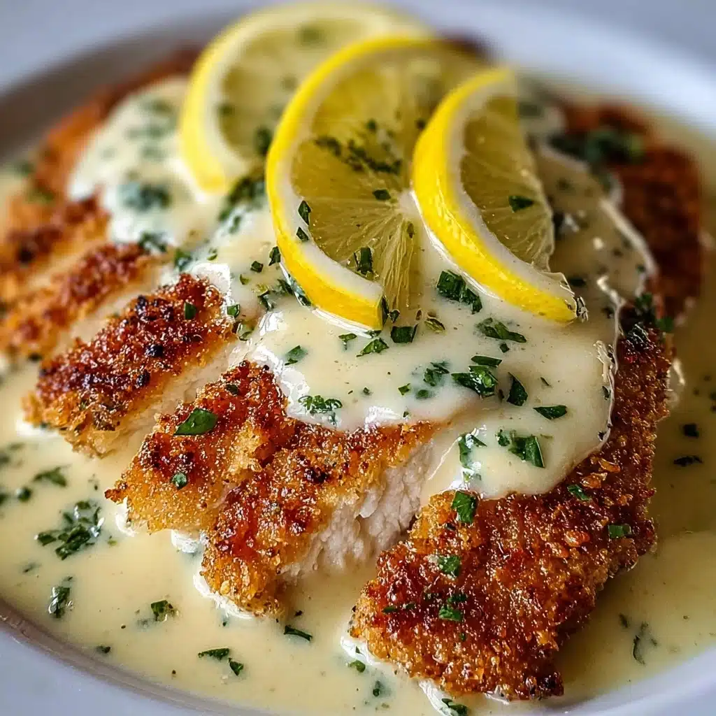 Lemon Pecorino Crusted Chicken with Creamy Lemon Sauce Recipe