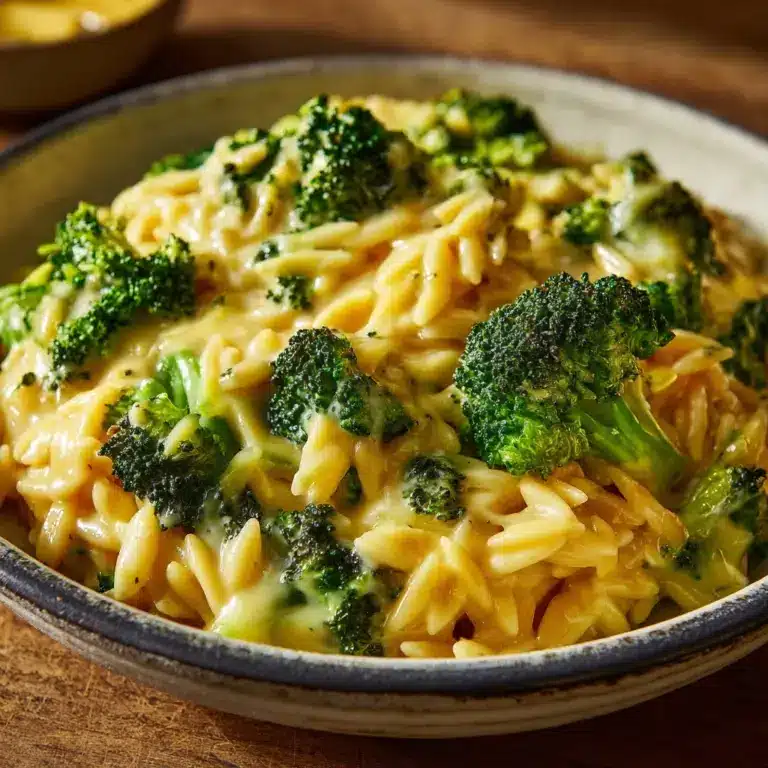 Creamy One-Pot Broccoli Cheddar Orzo Recipe
