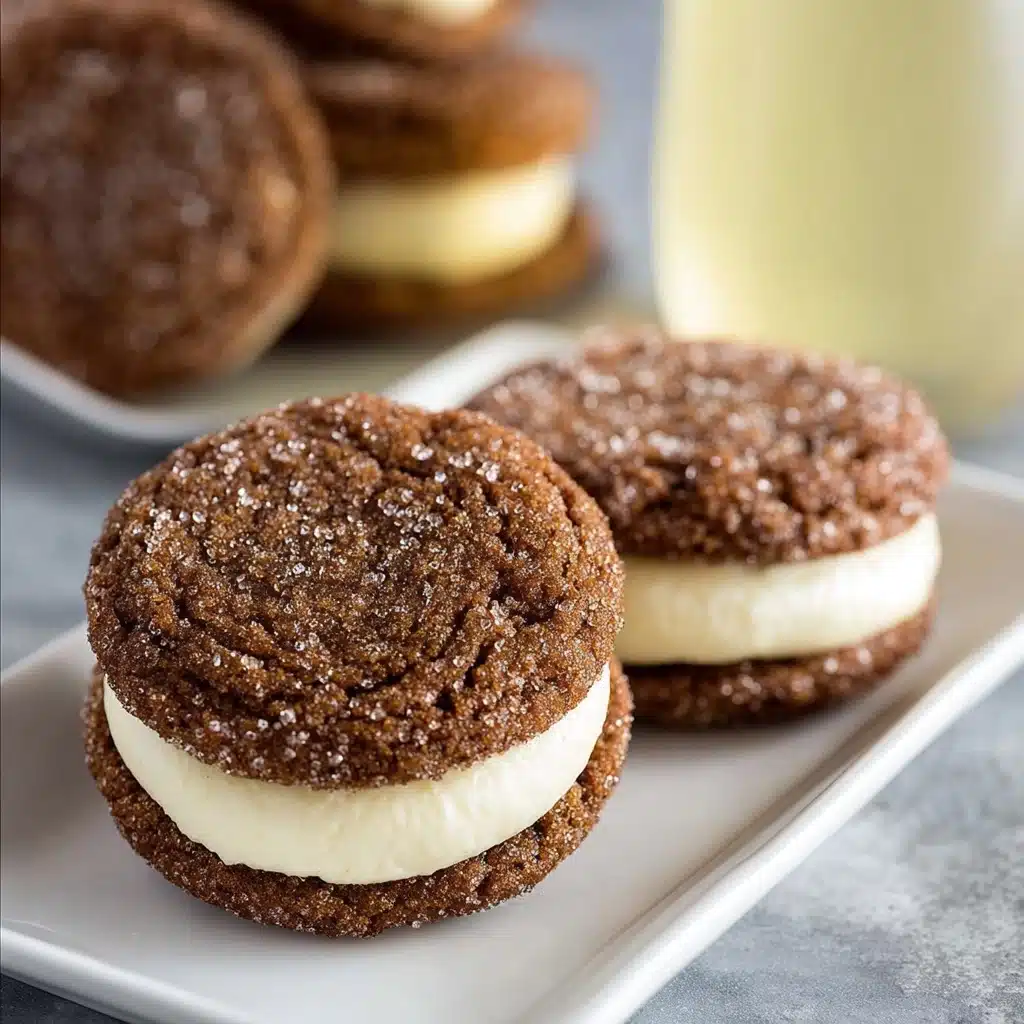 Ginger Molasses Sandwich Cookies with Eggnog Frosting Recipe - Recipe Image