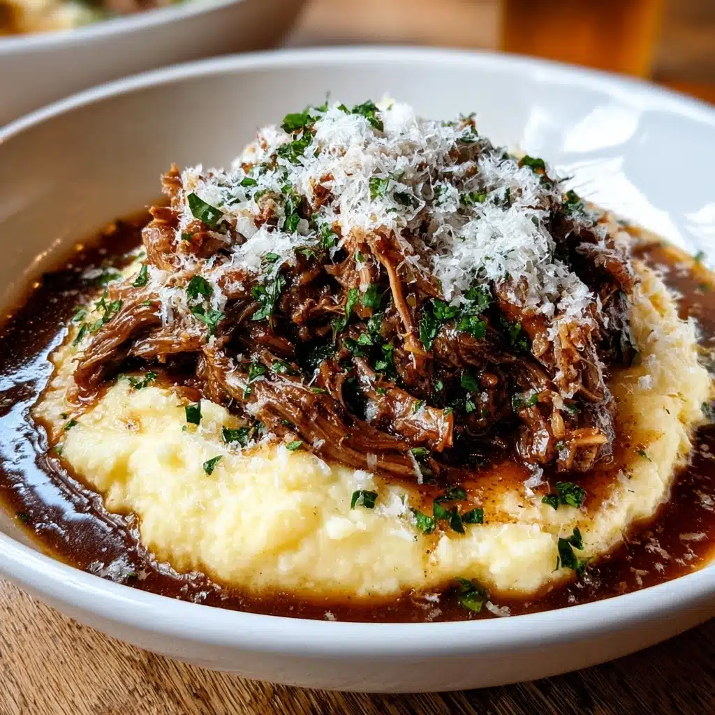 Spoon a generous portion of the Parmesan mashed potatoes onto each plate Recipe - Recipe Image