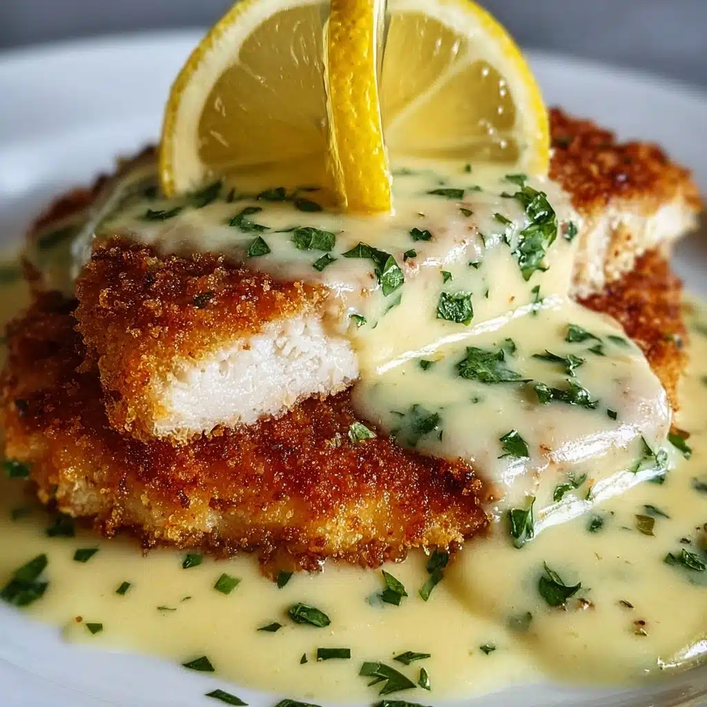 Lemon Pecorino Crusted Chicken with Creamy Lemon Sauce Recipe