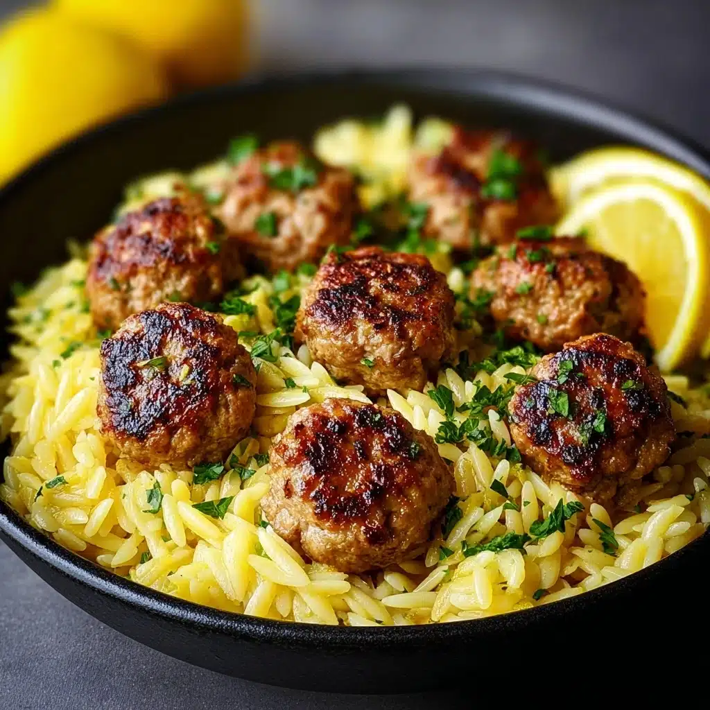 Greek Chicken Meatballs with Lemon Orzo Recipe - Recipe Image
