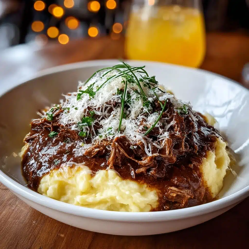 Spoon a generous portion of the Parmesan mashed potatoes onto each plate Recipe - Recipe Image