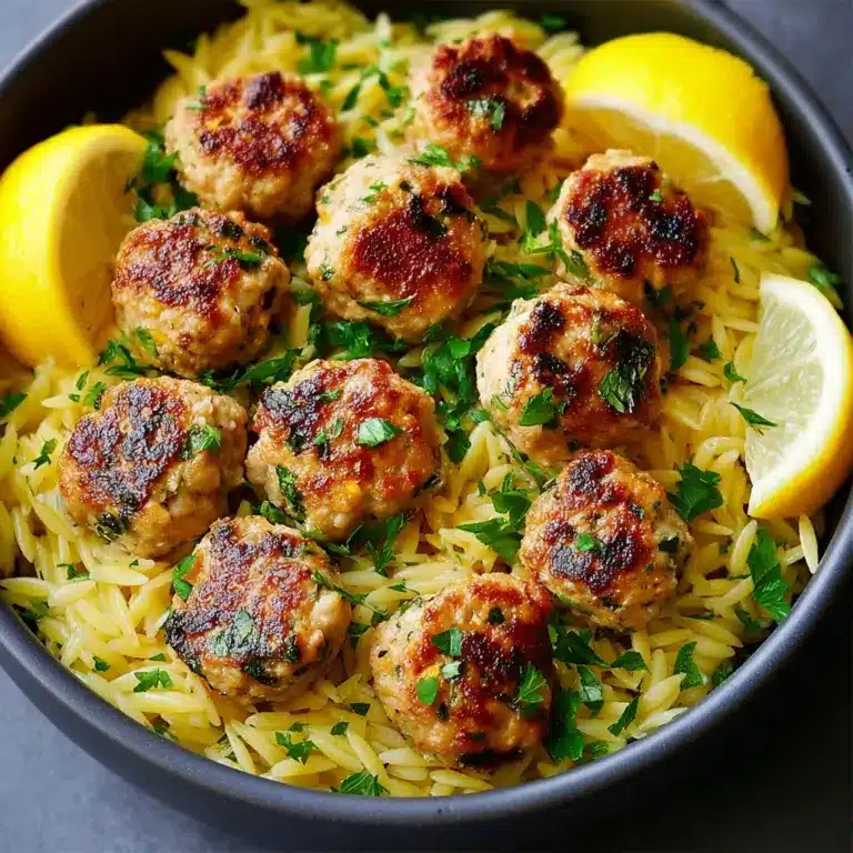 Greek Chicken Meatballs with Lemon Orzo Recipe