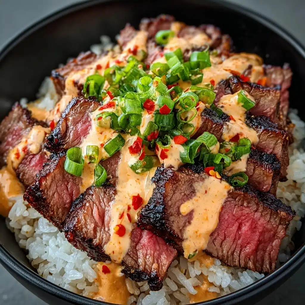 Korean BBQ Steak Rice Bowls with Spicy Cream Sauce Recipe