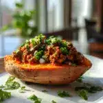 High Protein Ground Turkey Stuffed Sweet Potato Recipe