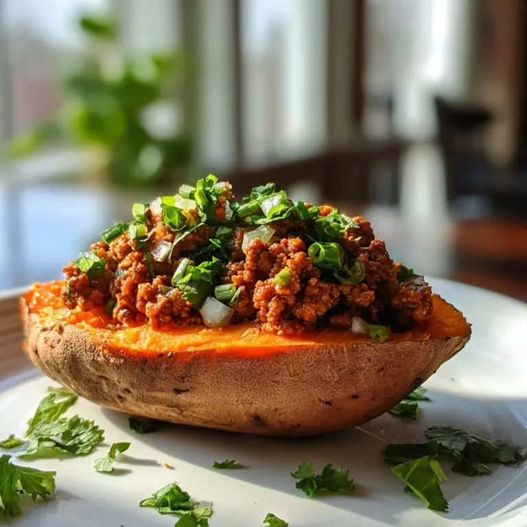 High Protein Ground Turkey Stuffed Sweet Potato Recipe