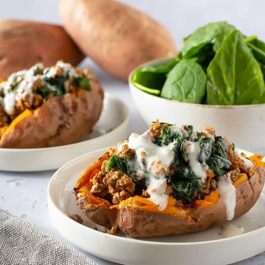High Protein Ground Turkey Stuffed Sweet Potato Recipe - Recipe Image