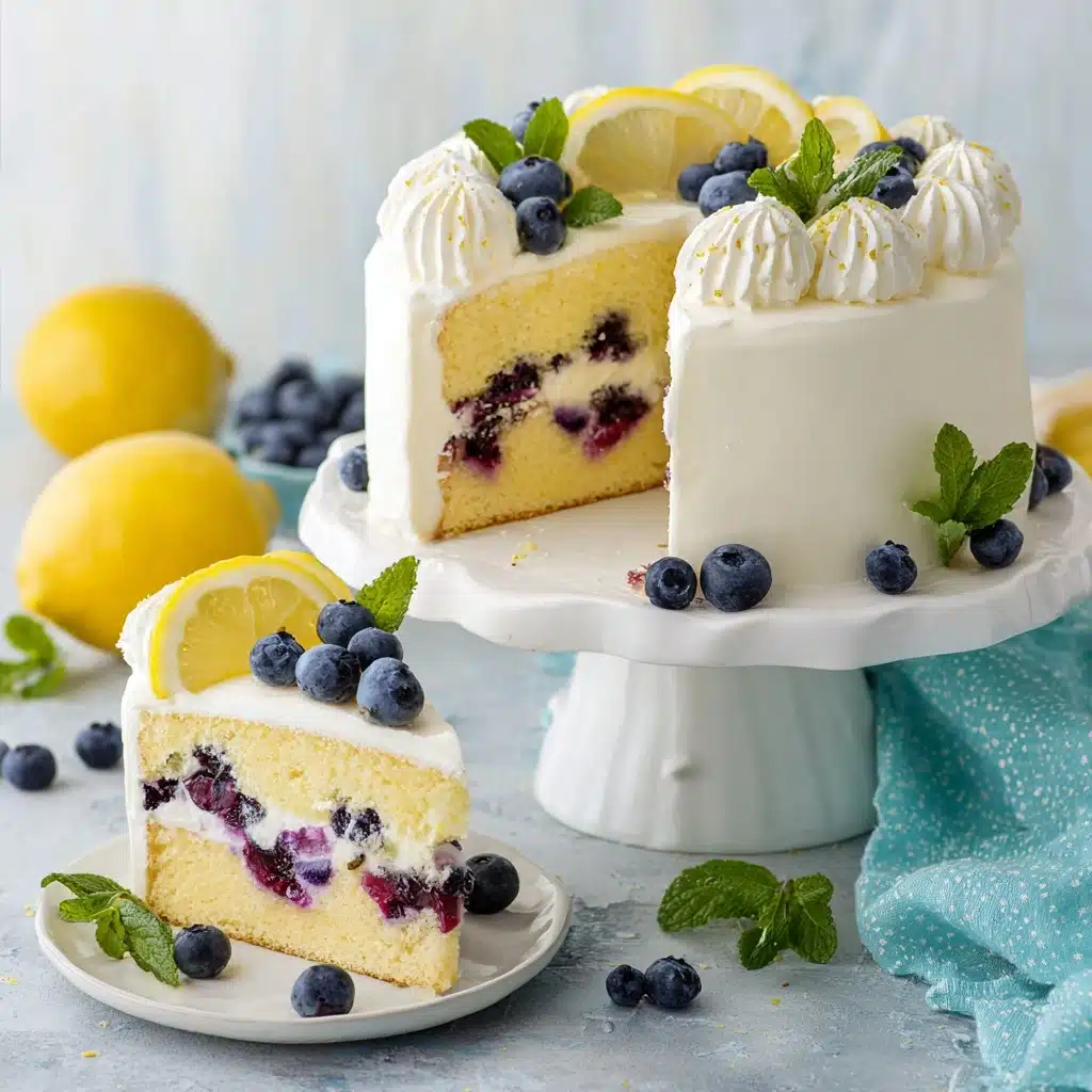 LEMON BLUEBERRY CAKE WITH WHIPPED LEMON CREAM FROSTING Recipe