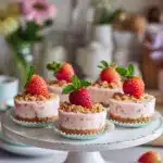 Easy Strawberry Crunch Mini Cheesecake