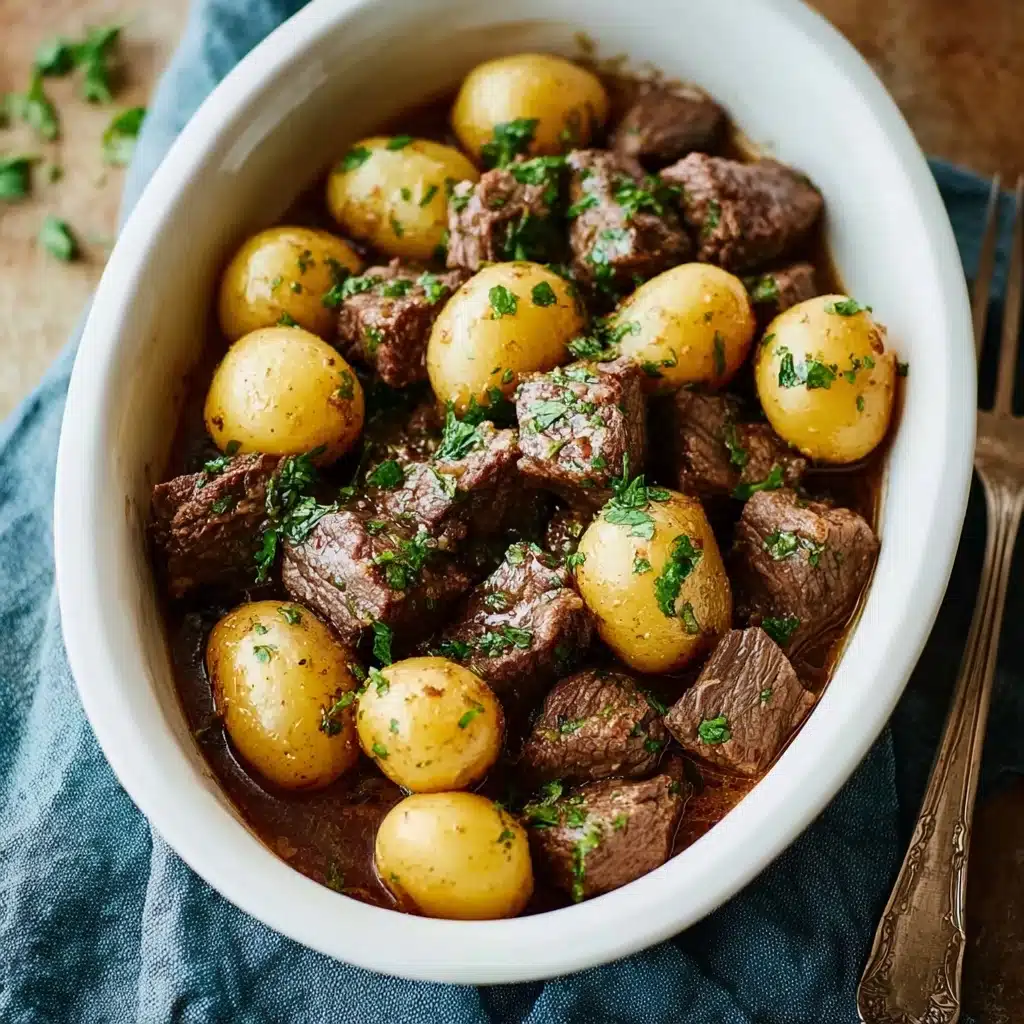 Crockpot Garlic Butter Beef Bites with Potatoes Recipe