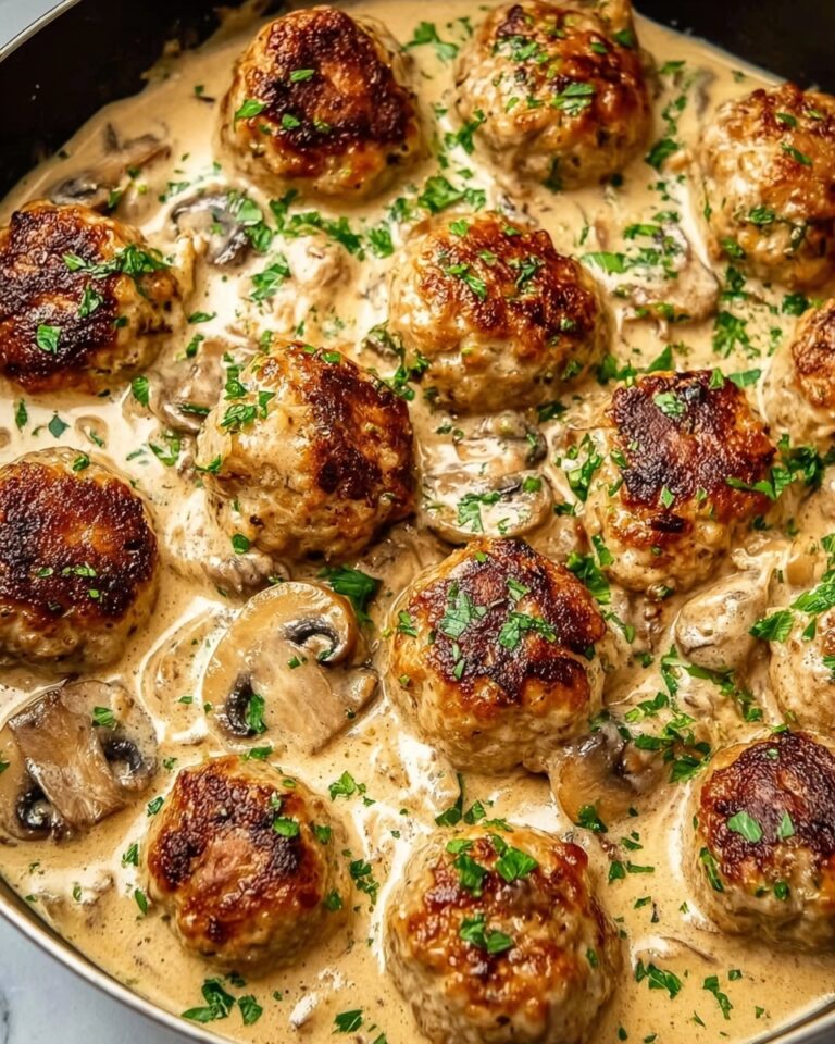 Creamy Mushroom Chicken Meatballs Recipe