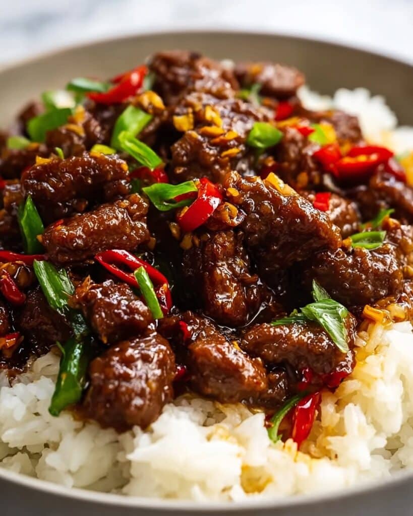 Crispy Chilli Beef Rice Recipe