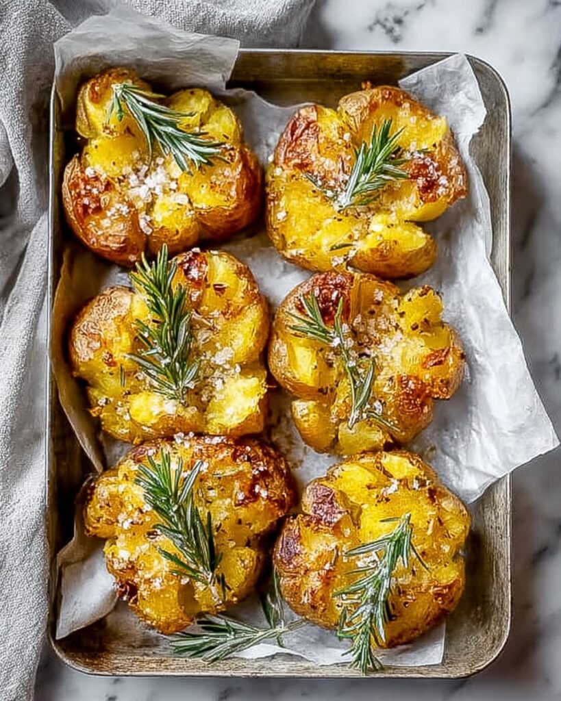Baked Smashed Potatoes With Garlic & Parmesan Recipe